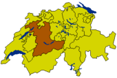 Map of Switzerland highlighting the Canton of Berne