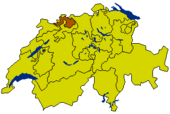 Map of Switzerland highlighting the Canton of Basel-Country