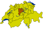 Map of Switzerland highlighting the Canton of Lucerne