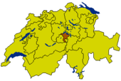 Map of Switzerland highlighting the Canton of Nidwalden