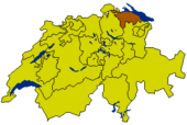 Map of Switzerland highlighting the Canton of Thurgau