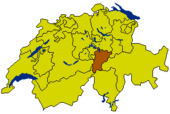 Map of Switzerland highlighting the Canton of Uri