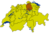 Map of Switzerland highlighting the Canton of Zurich