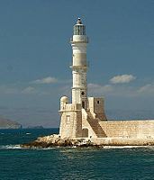 The Venetian lighthouse in the harbour of Chania