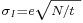 \scriptstyle\sigma_{I} = e\sqrt{N/t\  }