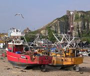 Hastings fishing boats on beach + cliff railway + old town.jpg