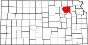 Map of Kansas highlighting Pottawatomie County