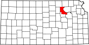 Map of Kansas highlighting Riley County