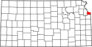 Map of Kansas highlighting Wyandotte County