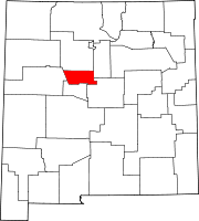 Map of New Mexico highlighting Bernalillo County