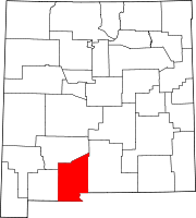 Map of New Mexico highlighting Doña Ana County