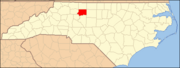 Map of North Carolina highlighting Forsyth County