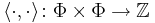  \langle \cdot, \cdot \rangle \colon \Phi \times \Phi \to \mathbb{Z}