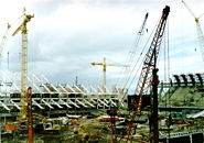 West Stand (left) and the North Stand (right), which formed part of the old (National Stadium, Cardiff Arms Park)