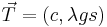 \vec{T} = (c, \lambda g s)