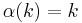 \alpha(k) = k