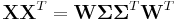 \mathbf{X}\mathbf{X}^T = \mathbf{W}\mathbf{\Sigma}\mathbf{\Sigma}^T\mathbf{W}^T