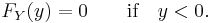 F_Y(y) = 0\qquad\hbox{if}\quad y < 0.