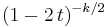 (1-2\,t)^{-k/2}