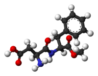 Ball-and-stick model of aspartame