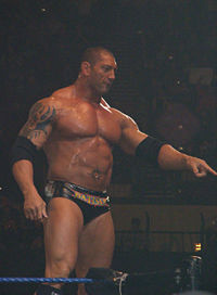 Batista at a SmackDown! live event.