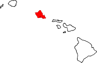 Map of Hawaii highlighting Honolulu County