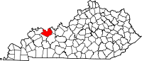 Location of Daviess County, Kentucky