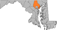 Map of Maryland highlighting Baltimore County