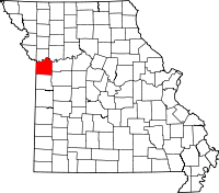 Map of Missouri highlighting Jackson County