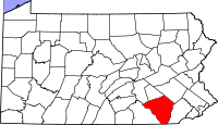 Map of Pennsylvania highlighting Lancaster County.svg