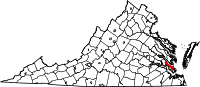 Map of Virginia highlighting York County