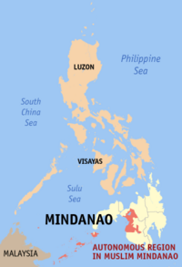 Map of the Philippines showing the location of the Autonomous Region in Muslim Mindanao