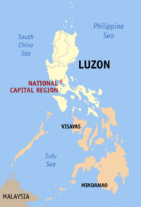 Map of the Philippines showing the location of Metropolitan Manila