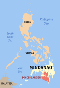 Map of the Philippines showing the location of Region XII  Region 12