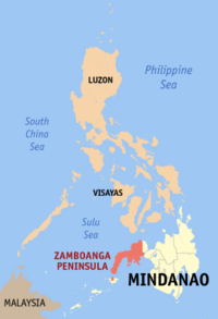 Map of the Philippines showing the location of Region IX ZAMBOANGA PENINSULA