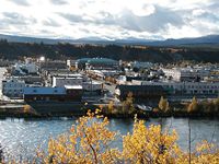 Downtown Whitehorse seen from the east side of the Yukon River