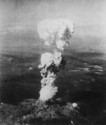 The mushroom cloud over Hiroshima after the dropping of Little Boy