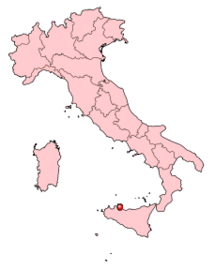 Location of the city of Palermo (red dot) within Italy.