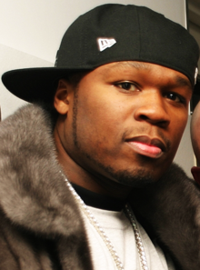 50 Cent outside a building in New York City in January 2006