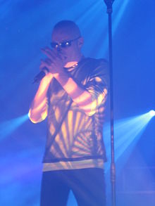 Andrew Eldritch, the sole constant member of The Sisters of Mercy, performing live with the group in 2006