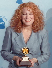 Bette Midler backstage at the Grammy Awards, February 1990