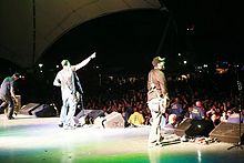 Breaking Benjamin performing live, November 17, 2007. From left to right, Mark Klepaski, Benjamin Burnley and Aaron Fink (Not appearing: Chad Szeliga)