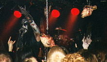 Gorgoroth live in Bergen, Norway - October 20, 2000. Gaahl (left) and Infernus (right).