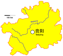 Location of Guiyang in Guizhou Province