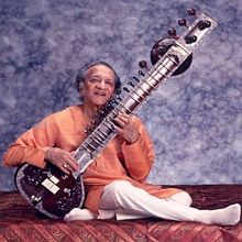 Ravi Shankar playing his sitar.