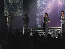 Take That performing at the Newcastle Metro Radio Arena in November 2007.