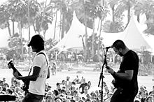 Teppei Teranishi and Dustin Kensrue of Thrice performing at Indio, CA