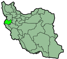 Map of Iran with Kermanshah highlighted.