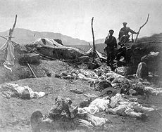 Koreans who died in Gwangseong Garrison. Albumen silver print by Felice Beato, 1871.