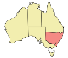 Map of Australia with  New South Wales highlighted